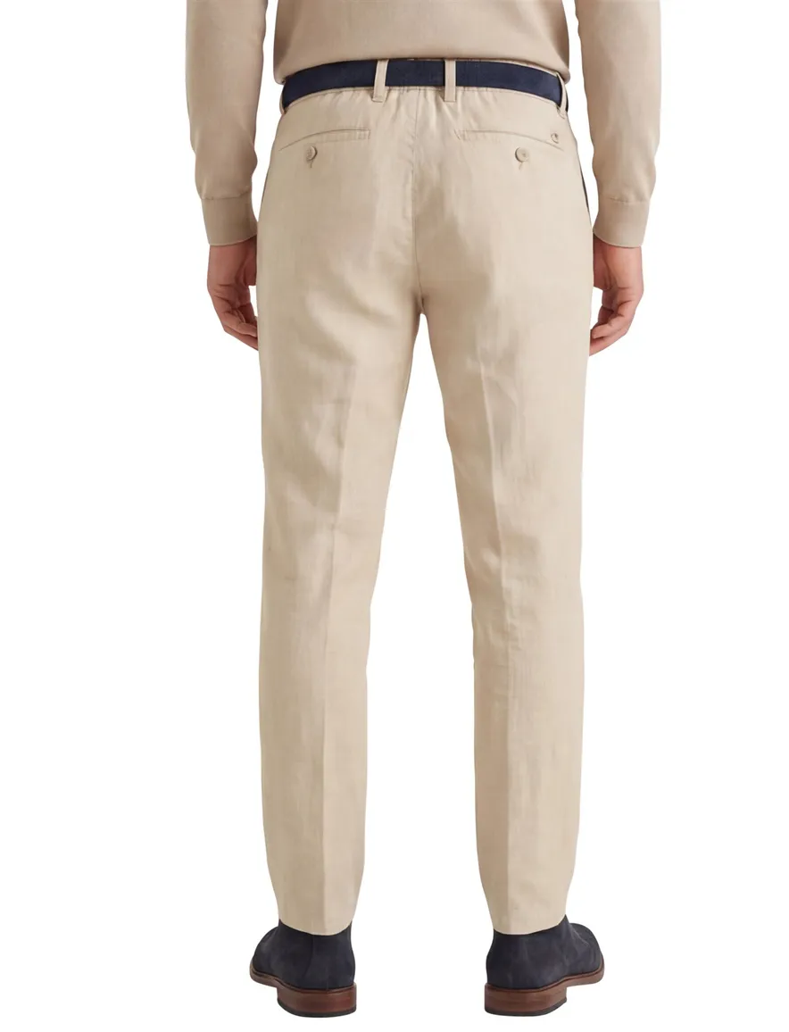 Eurex katoenen broek beige effen linnen