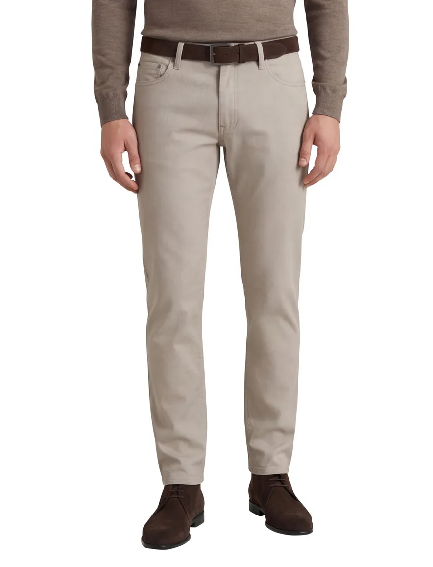 Brax broek beige effen katoen