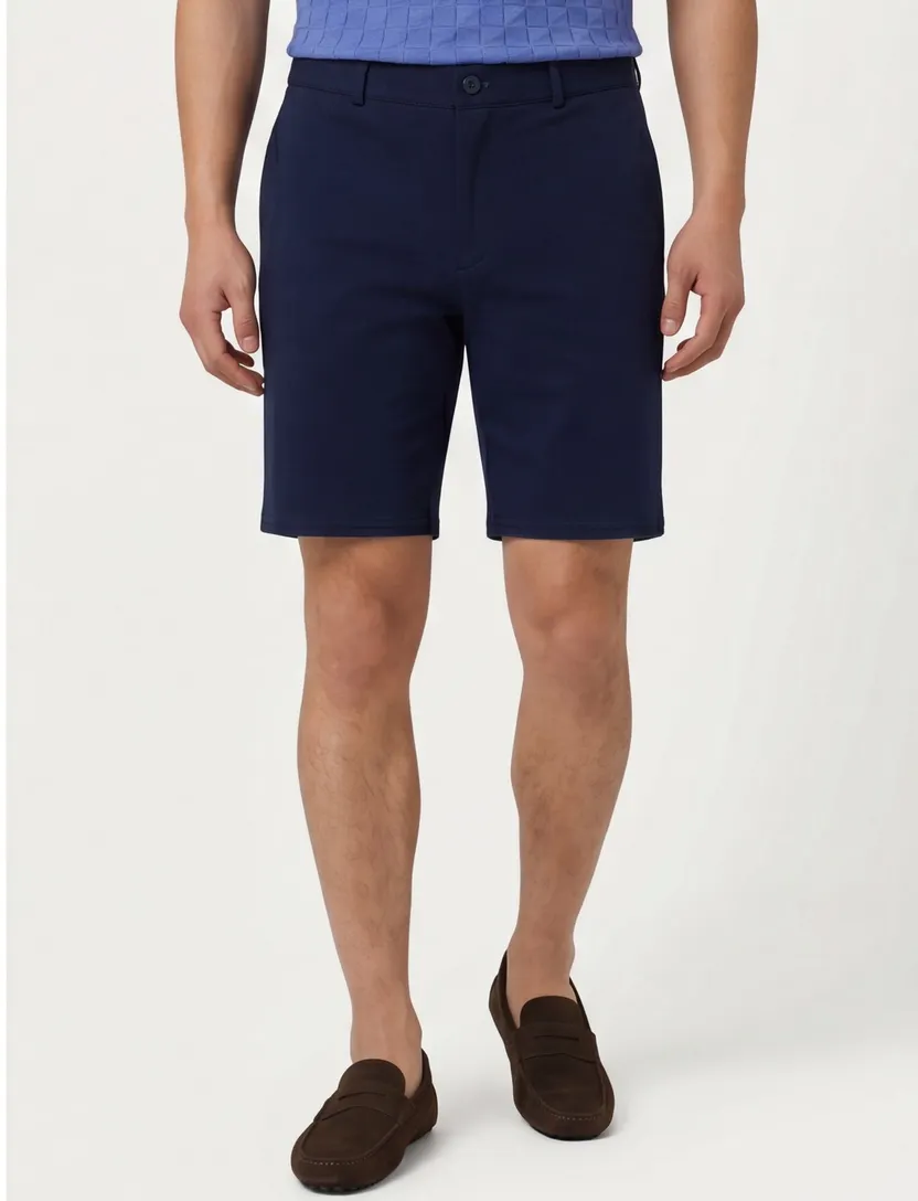 Brax korte broek donkerblauw effen katoen