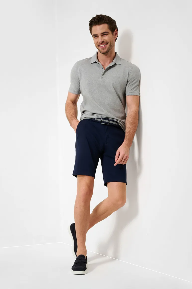 Brax korte broek donkerblauw effen katoen