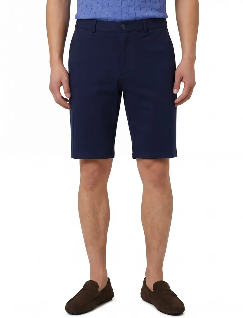 Brax korte broek donkerblauw effen katoen