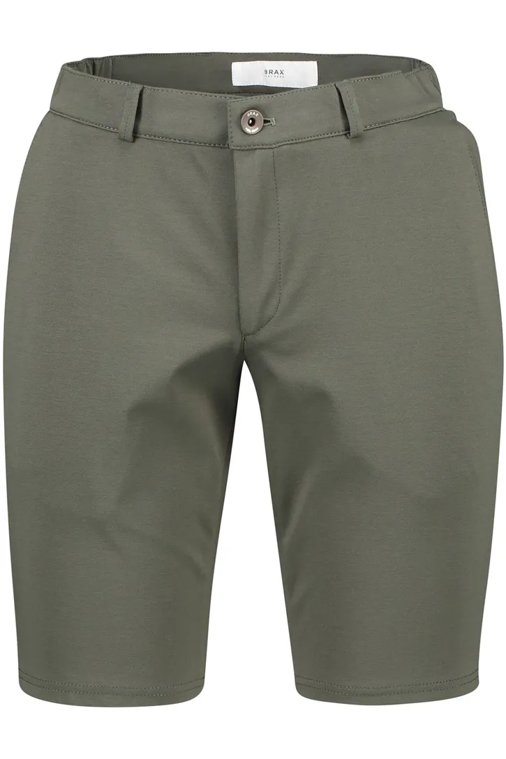 Katoenen Brax FI-Flex korte broek effen groen normale fit