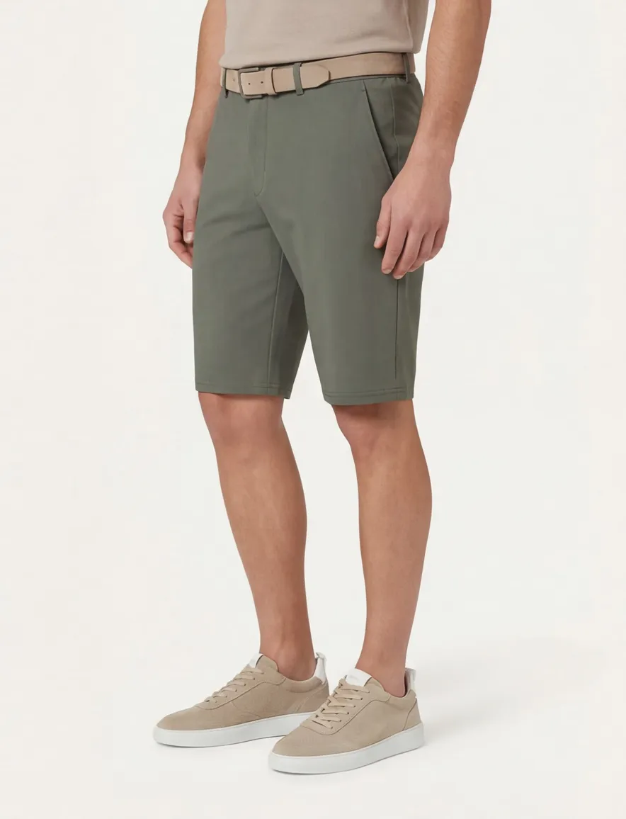 Brax Hi-Flex korte broek effen groen katoen slim fit