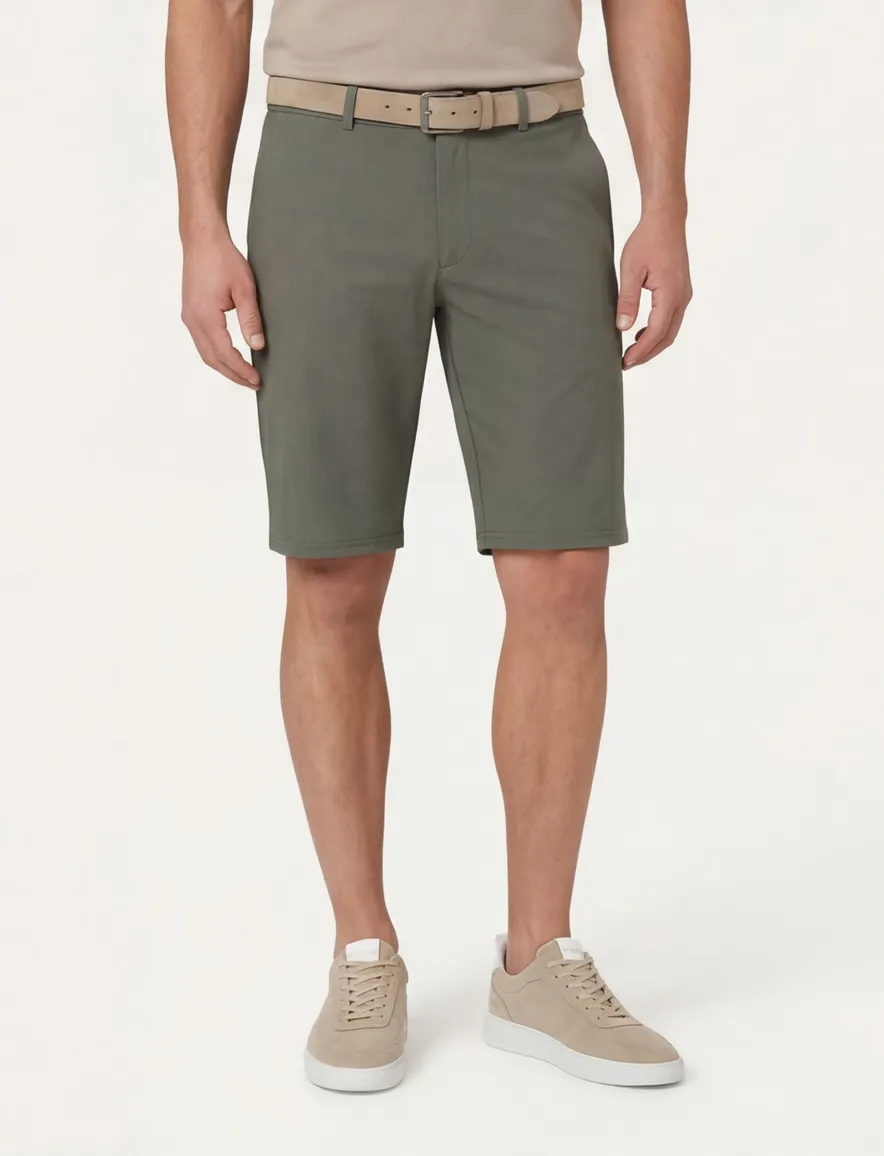 Brax Hi-Flex korte broek effen groen katoen slim fit