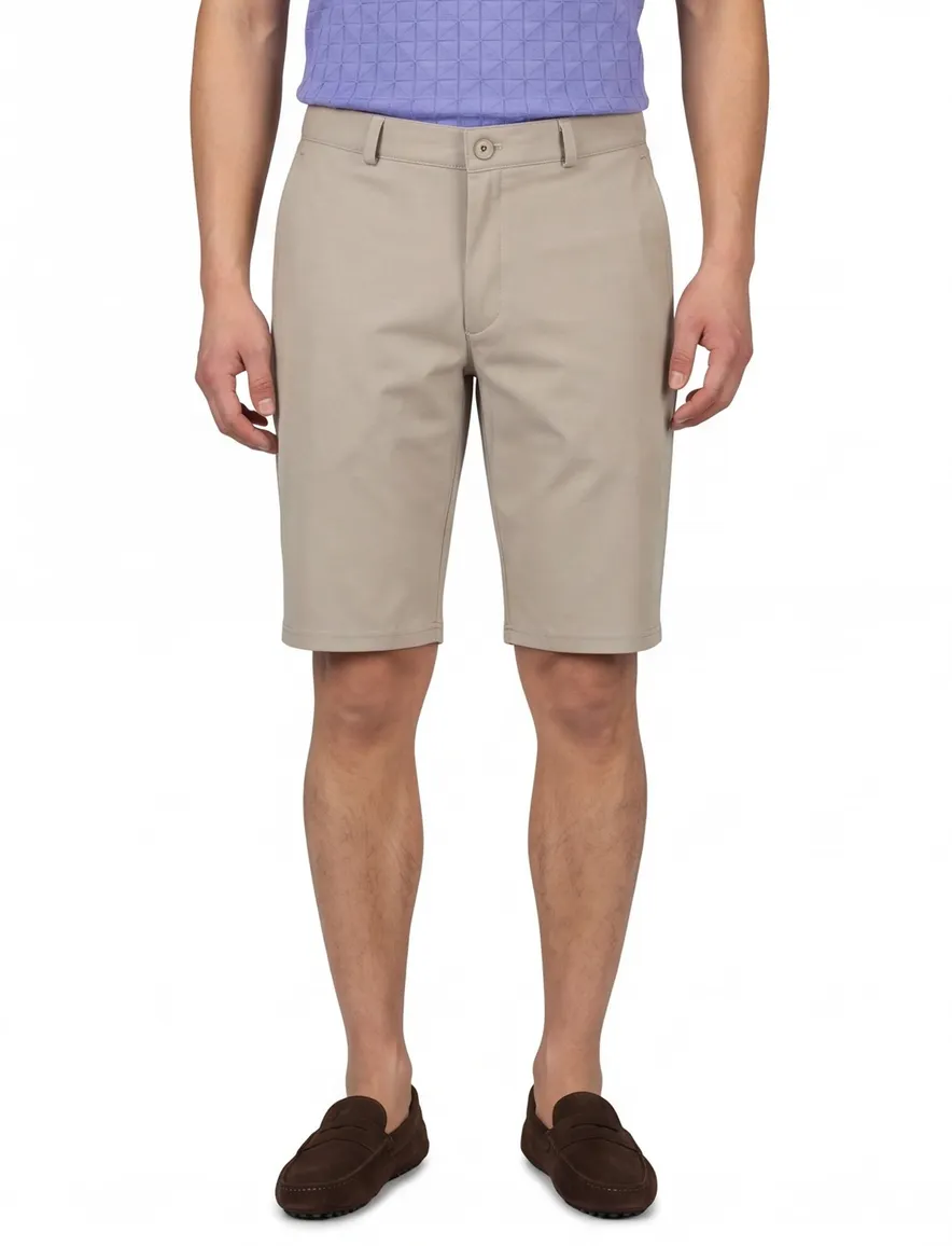 Brax korte broek effen beige katoen slim fit