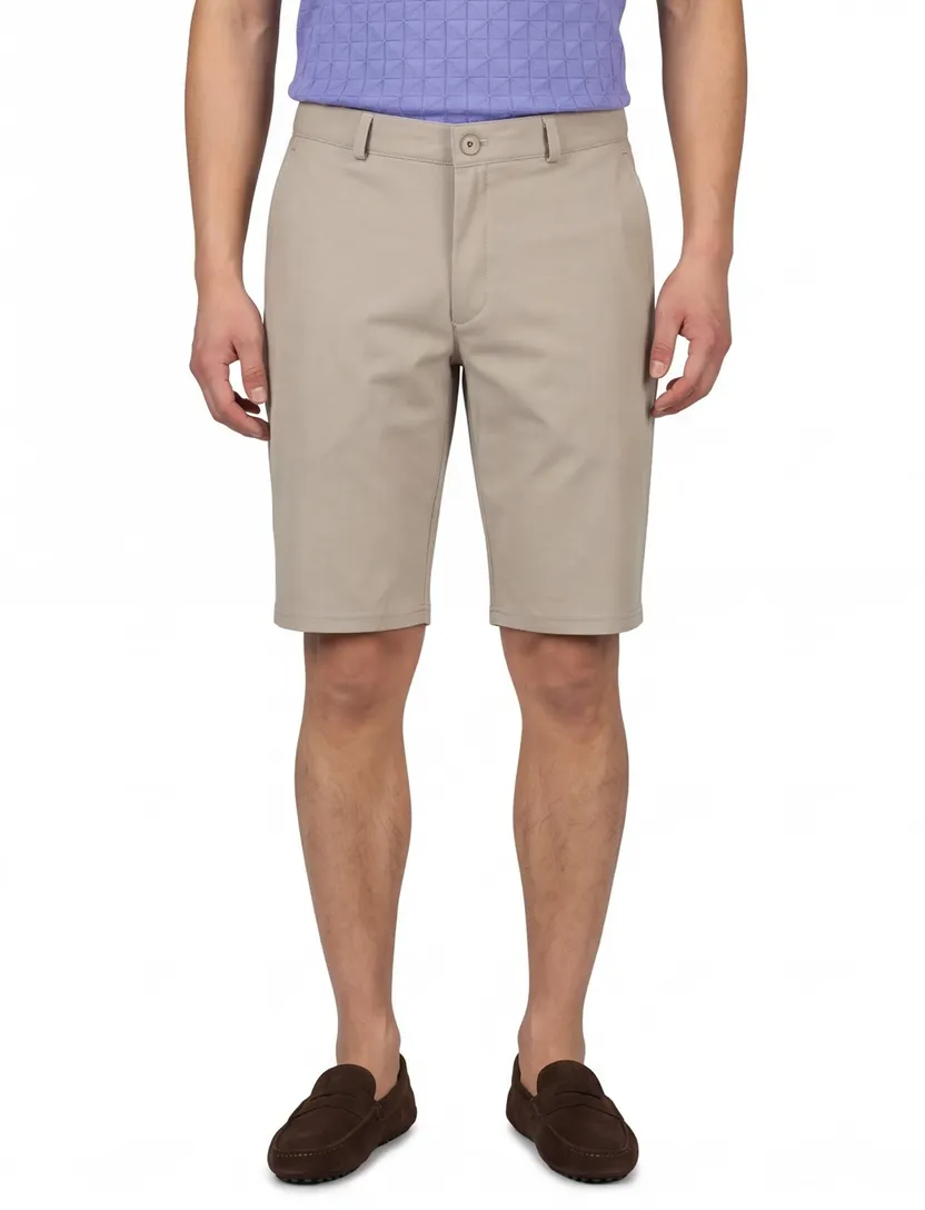 katoenen Brax korte broek effen beige