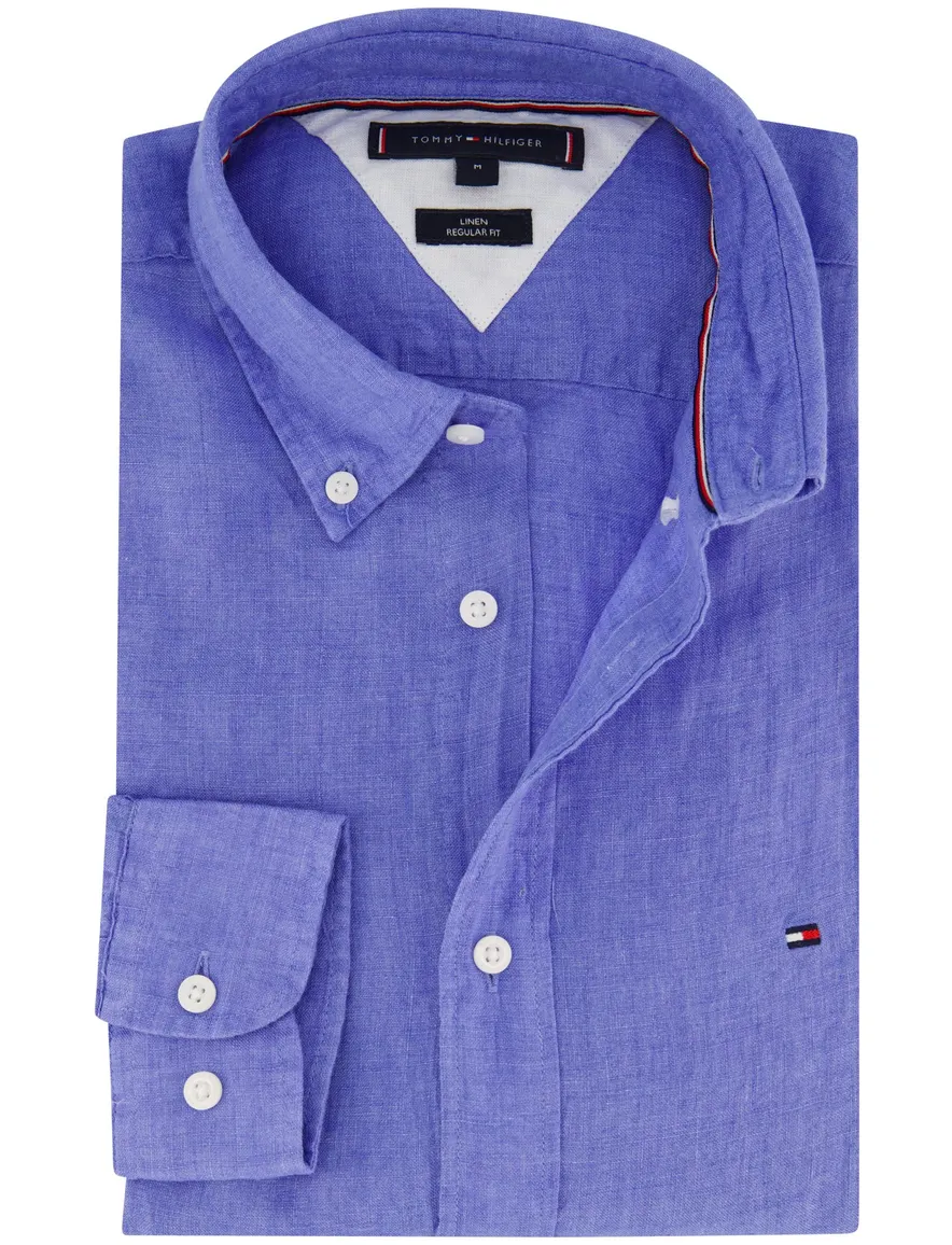 Tommy Hilfiger lichtblauw overhemd regular fit linnen