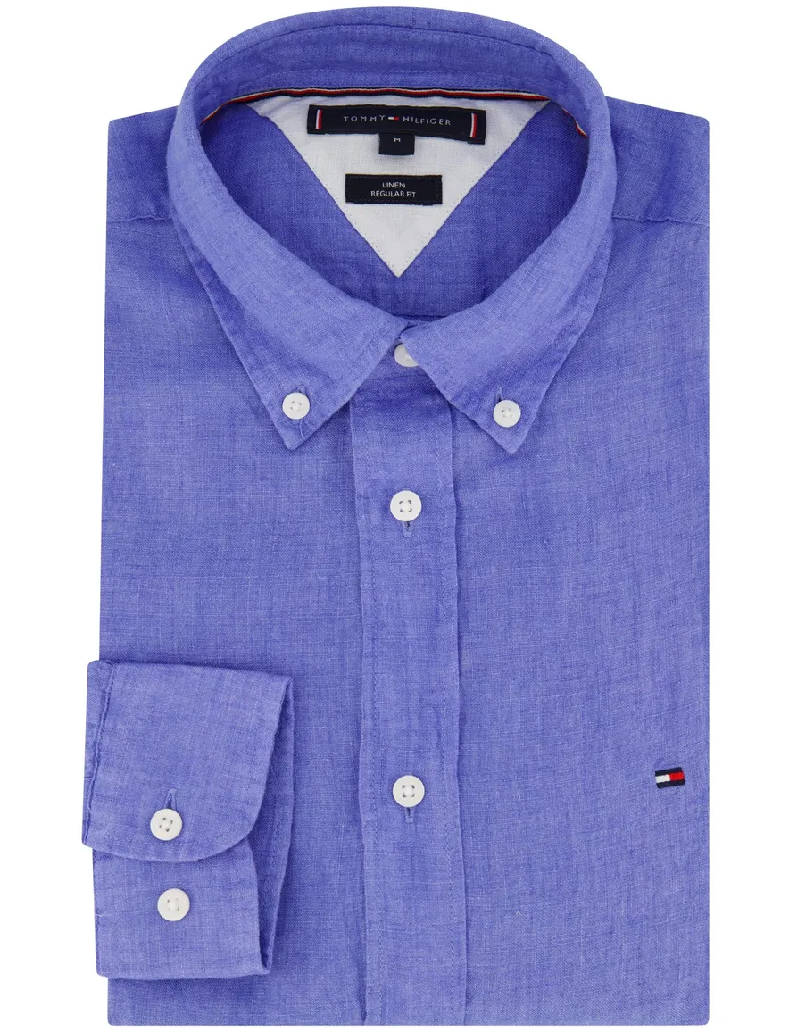 Tommy Hilfiger lichtblauw overhemd regular fit linnen