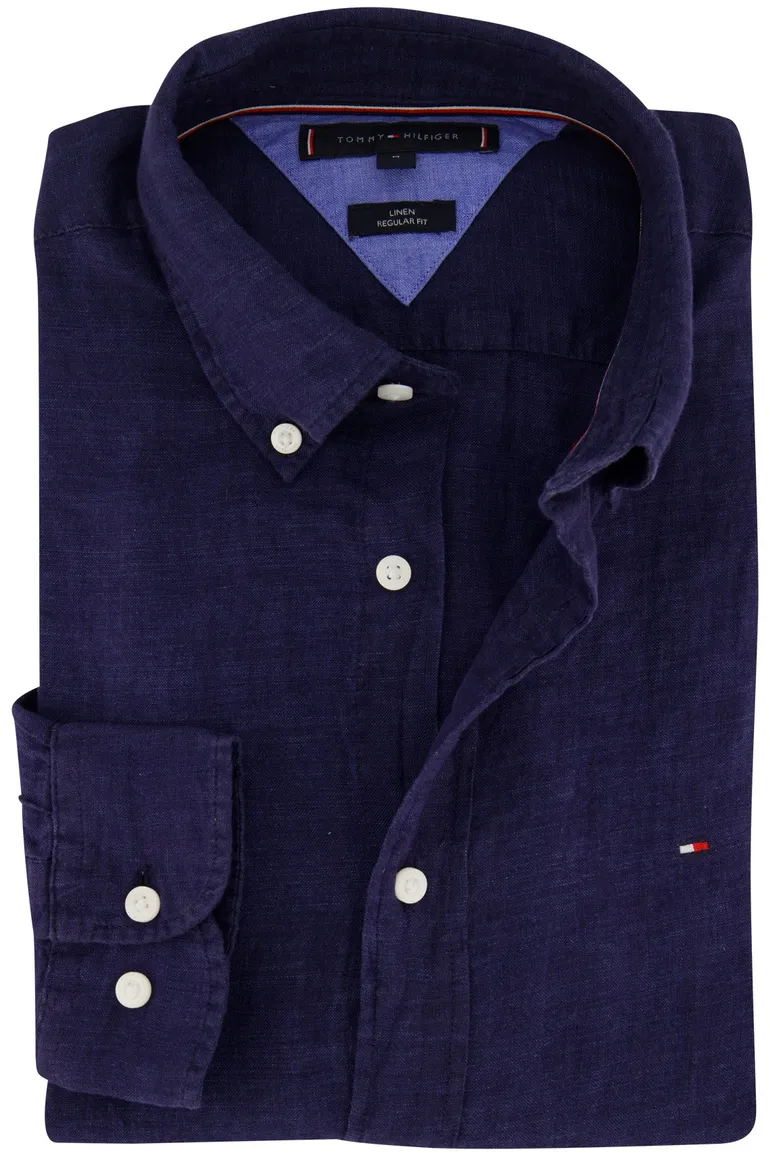 Tommy Hilfiger overhemd donkerblauw linnen