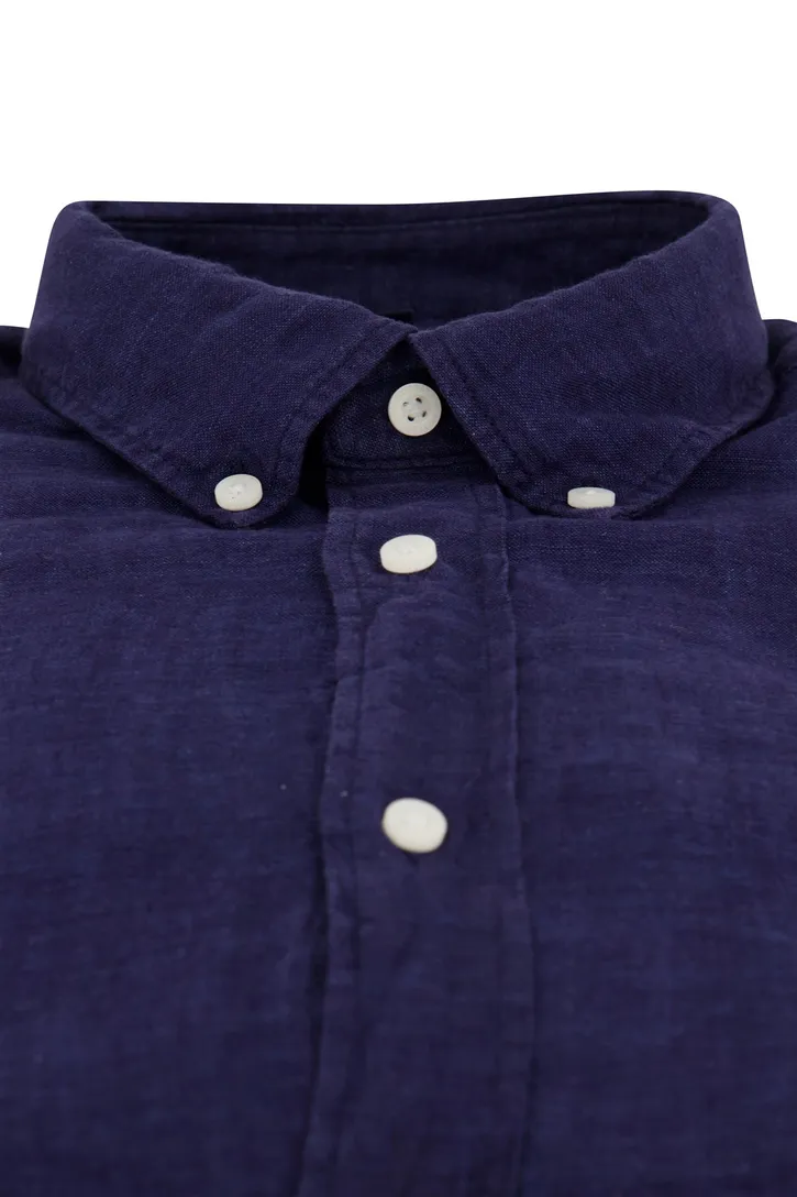 Tommy Hilfiger overhemd effen donkerblauw normale fit