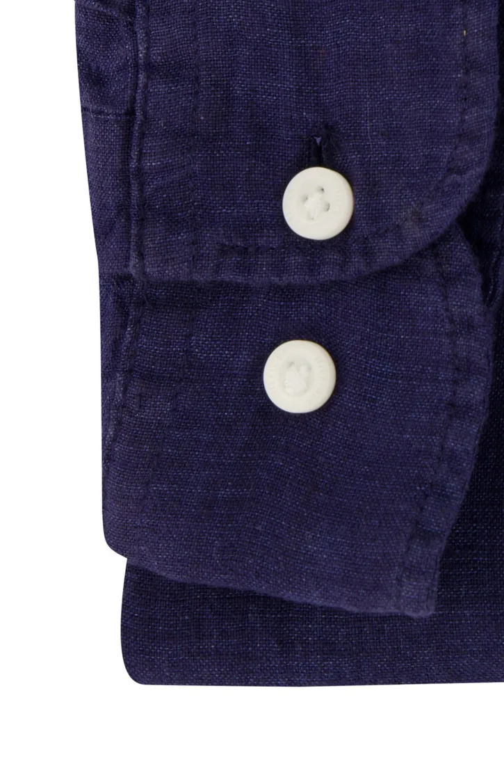 Tommy Hilfiger overhemd effen donkerblauw normale fit