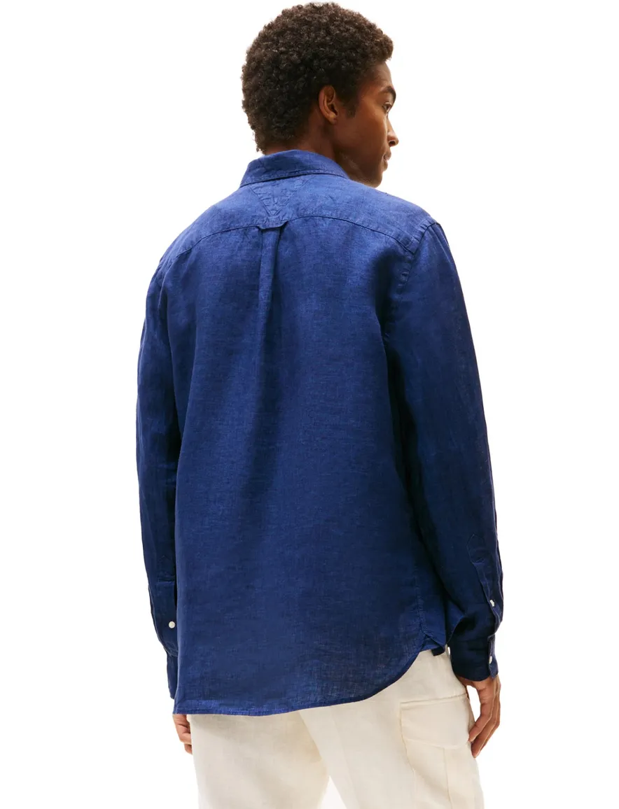 Tommy Hilfiger overhemd donkerblauw linnen
