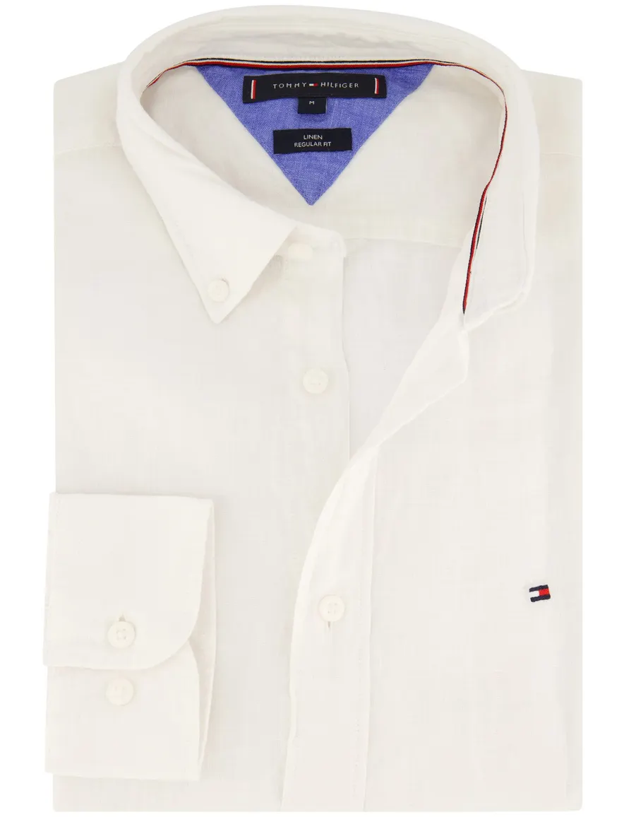 Tommy Hilfiger overhemd wit linnen button-down