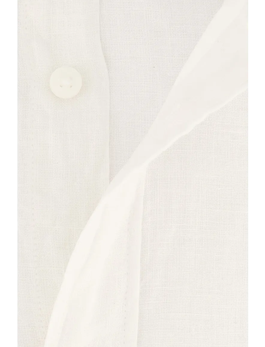 Tommy Hilfiger overhemd wit linnen button-down