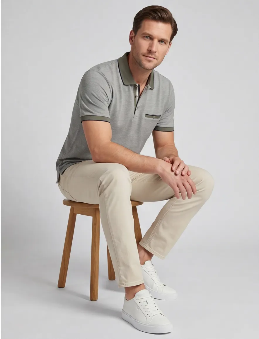 Brax polo normale fit korte mouw groen performance petter 3-knoops