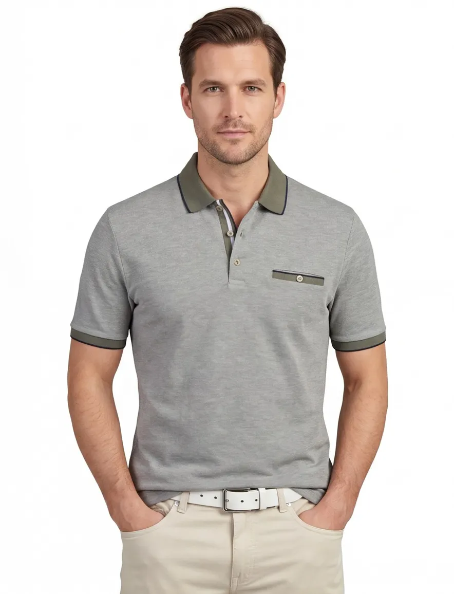 Brax polo normale fit korte mouw groen performance petter 3-knoops