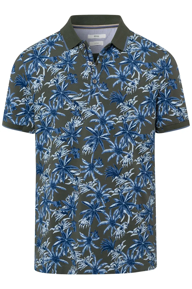 Brax poloshirt groen geprint palmbomen