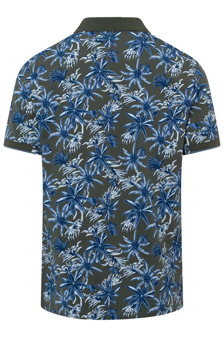 Brax poloshirt groen geprint palmbomen