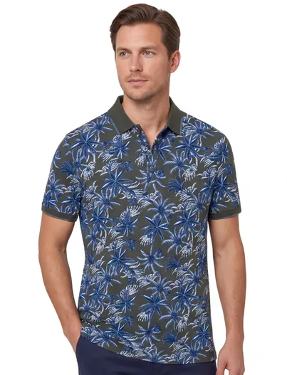 Brax Brax polo bladeren print groen