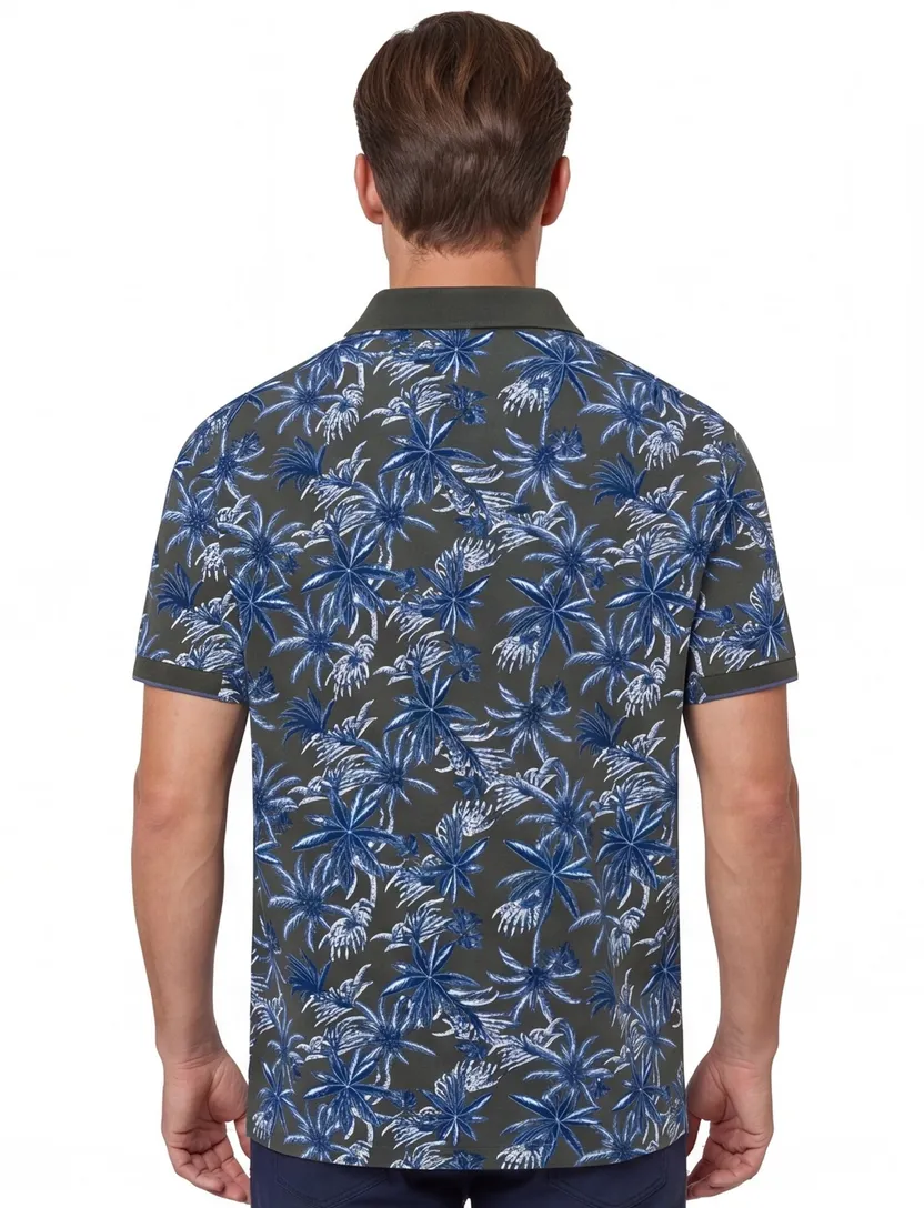 Brax polo bladeren print groen