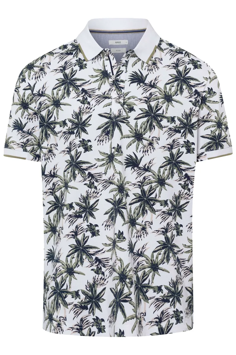 Groen geprint poloshirt Brax palmbomen