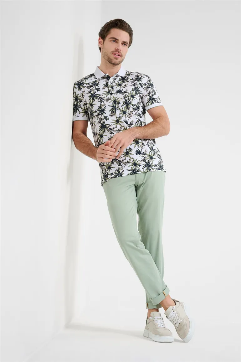 Brax polo normale fit groen geprint