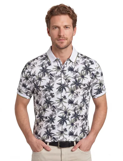 Brax Brax polo normale fit groen geprint