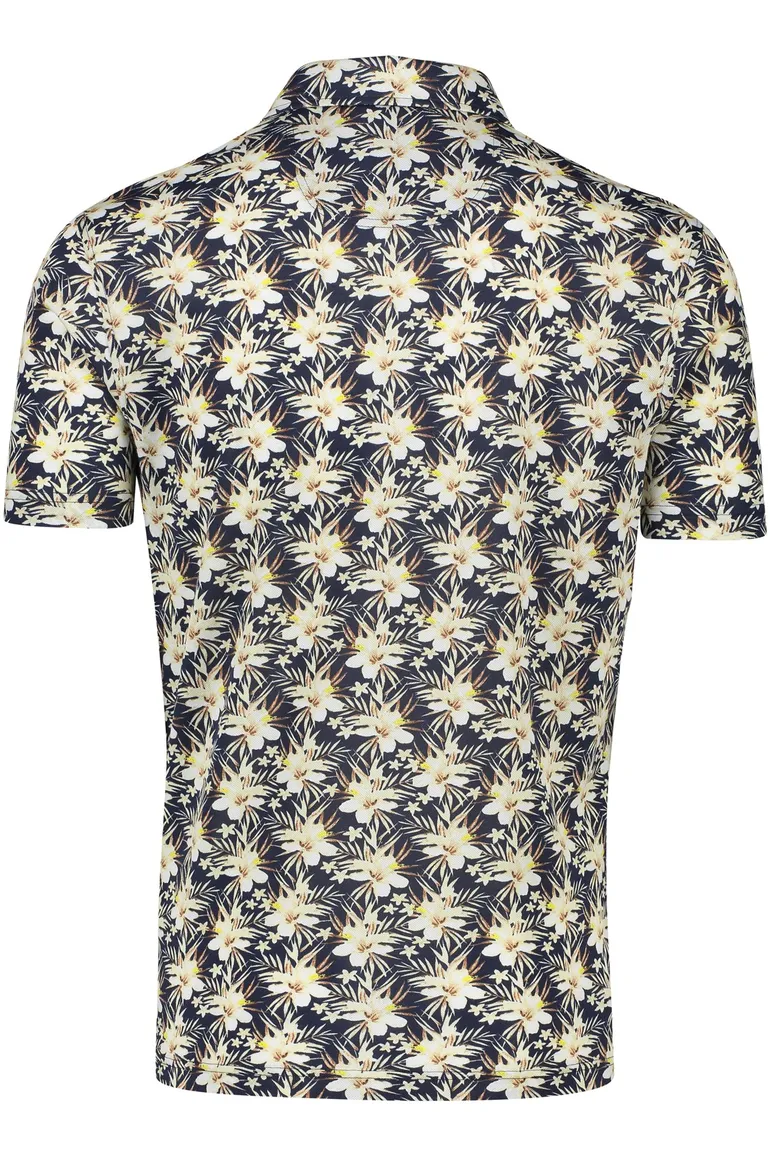Brax polo korte mouw normale fit donkerblauw geprint pico 3-knoops