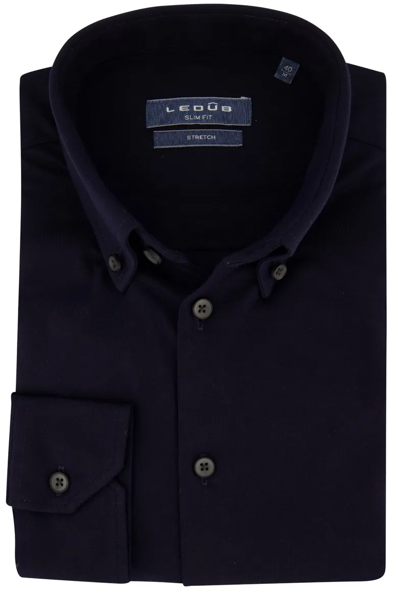 Ledub stretch overhemd slim fit navy