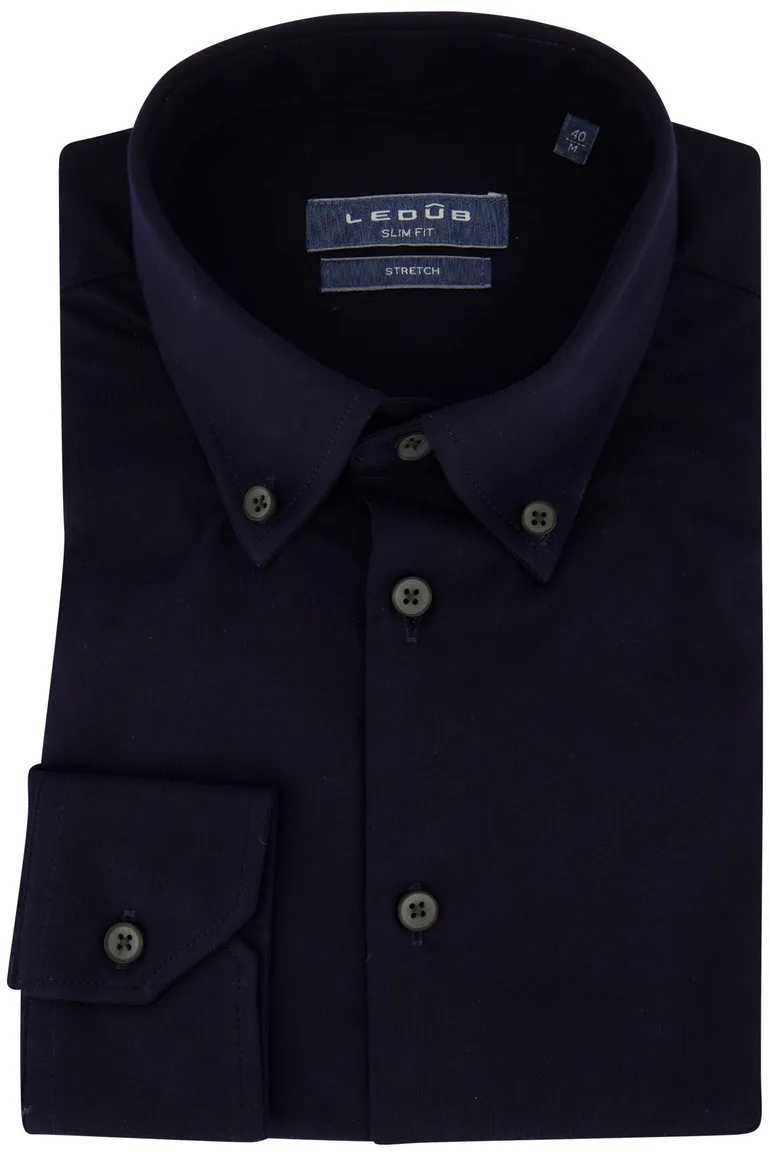Ledub stretch overhemd slim fit navy