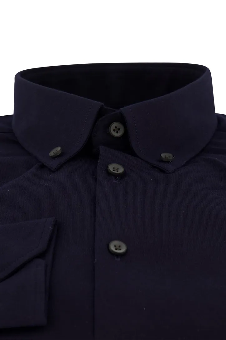 Ledub overhemd slim fit donkerblauw effen