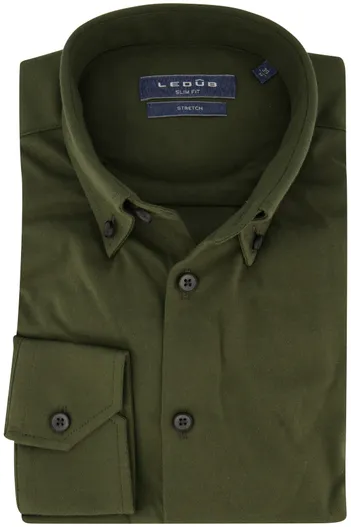 Ledub Ledub overhemd slim fit groen effen stretch