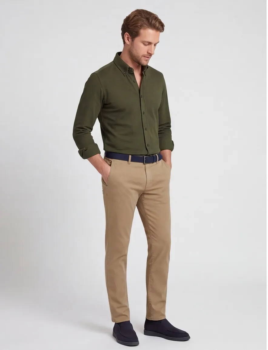 Ledub stretch overhemd slim fit groen