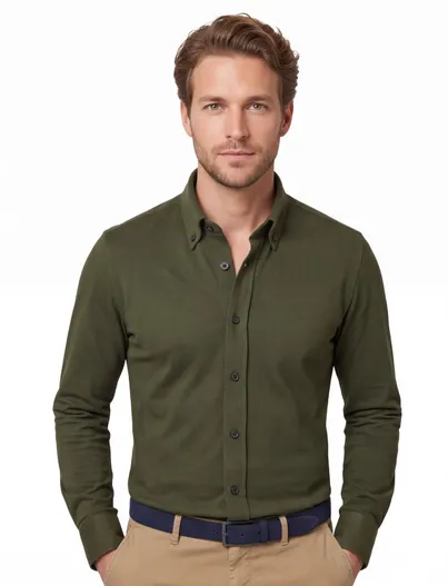 Ledub Ledub business overhemd slim fit groen effen