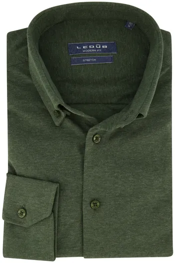 Ledub Ledub business overhemd Modern Fit New normale fit groen effen