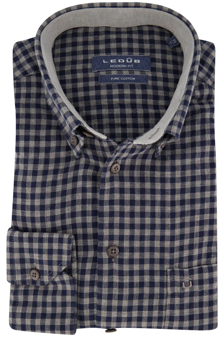 Ledub overhemd blauw grijs geruit