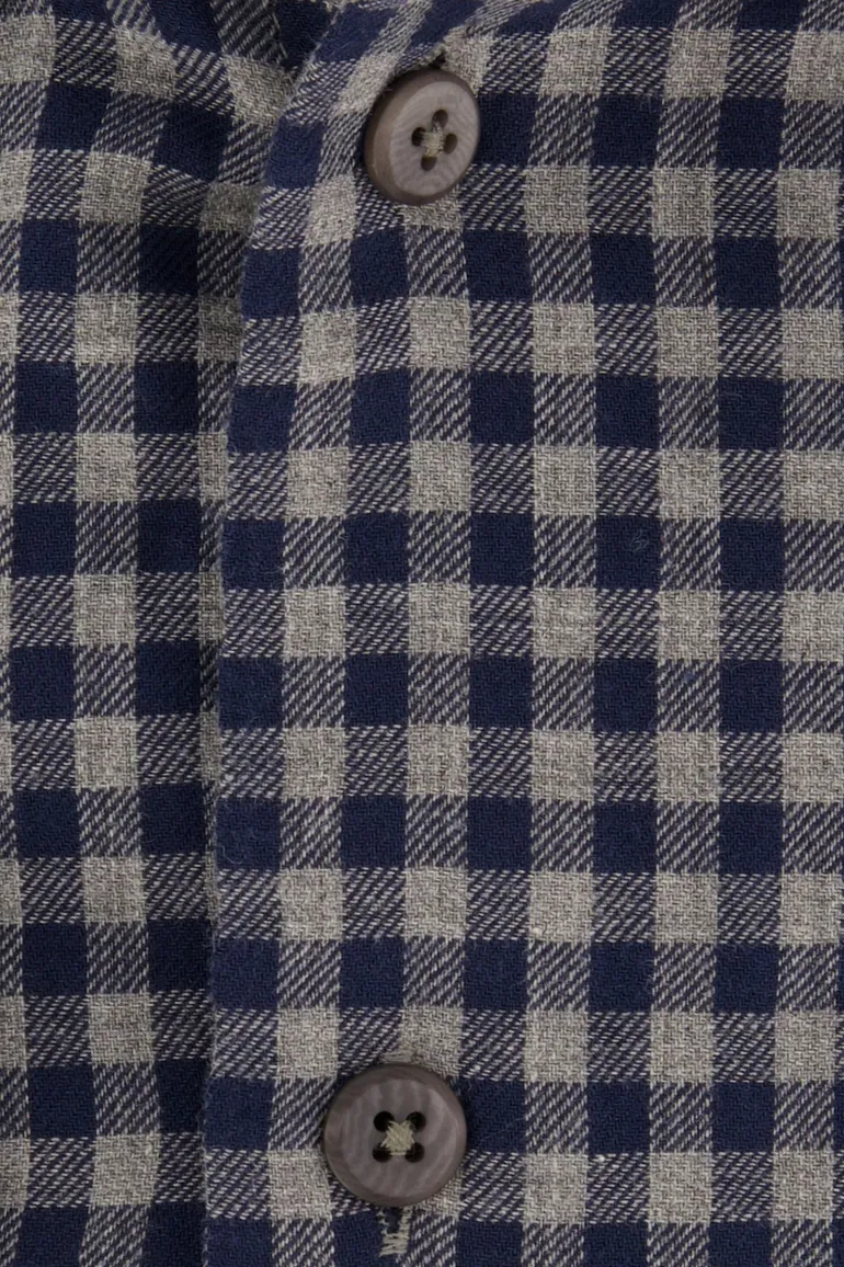 Ledub business overhemd Modern Fit New normale fit donkerblauw geruit