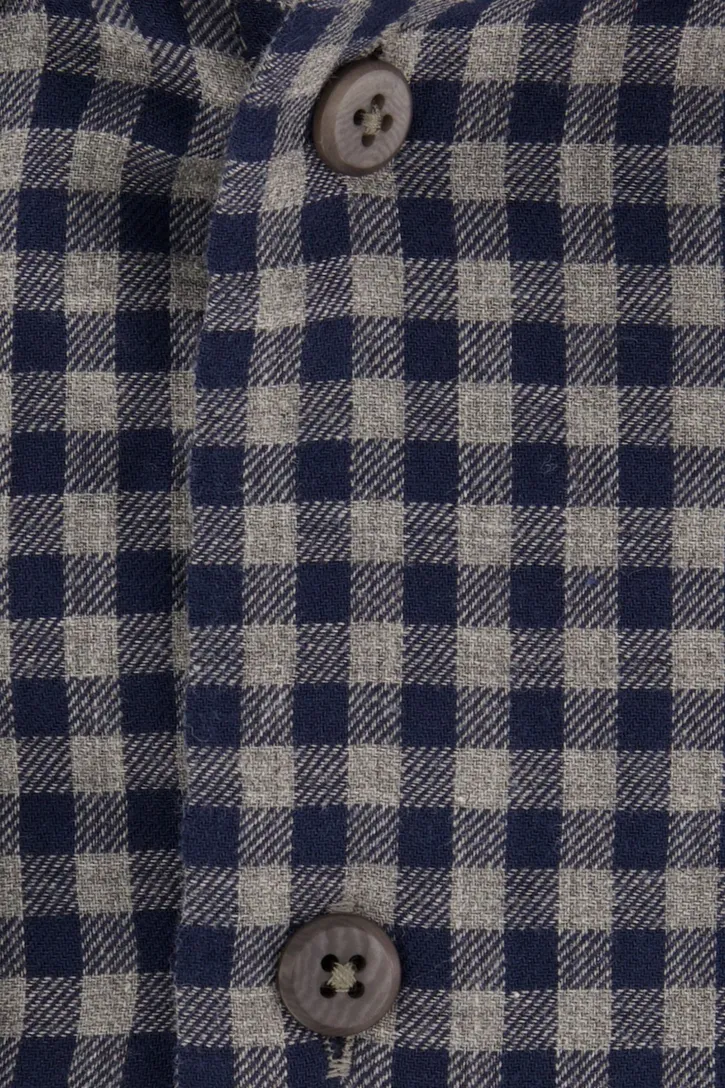Ledub overhemd Modern Fit New donkerblauw grijs geruit