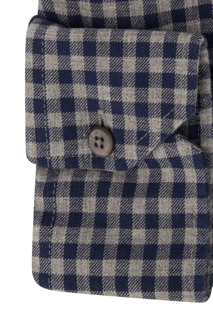 Ledub overhemd Modern Fit New donkerblauw grijs geruit