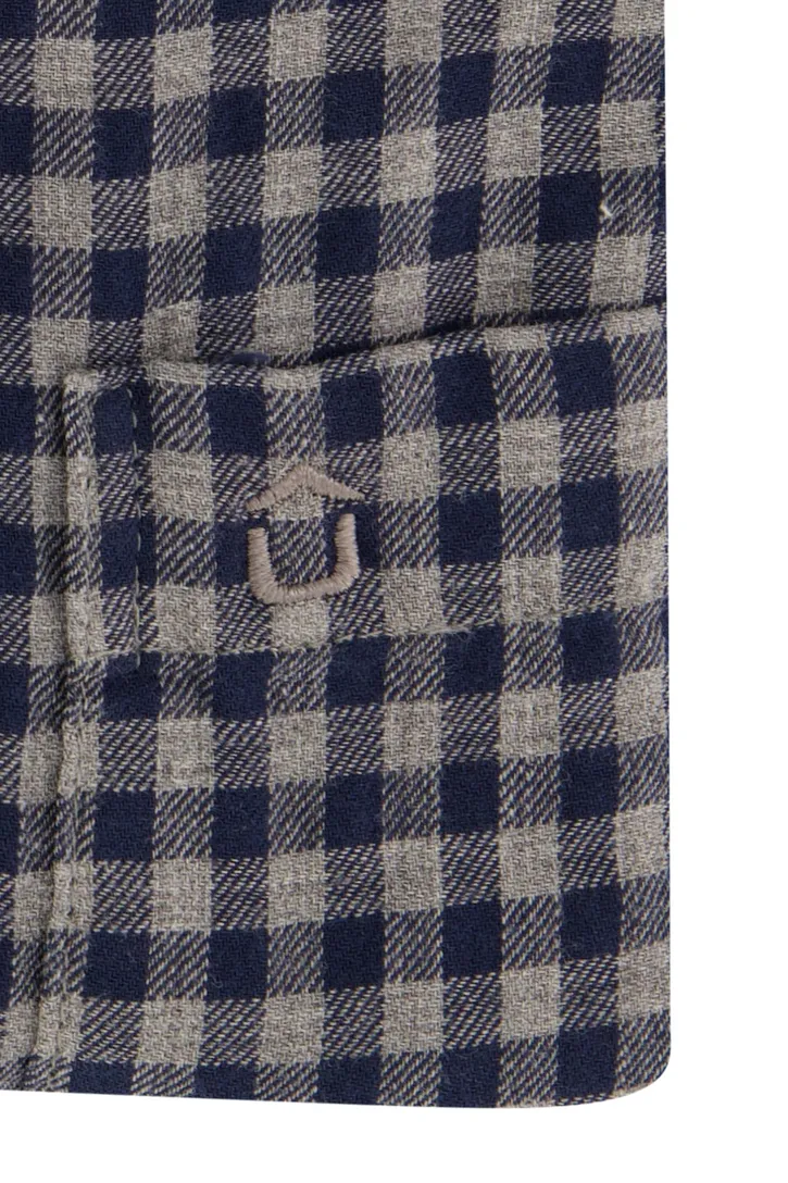 Ledub overhemd Modern Fit New donkerblauw grijs geruit
