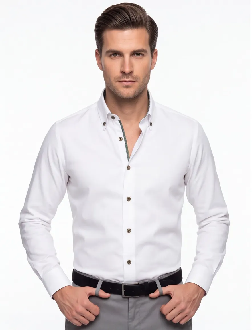 Ledub business overhemd Modern Fit New normale fit wit effen