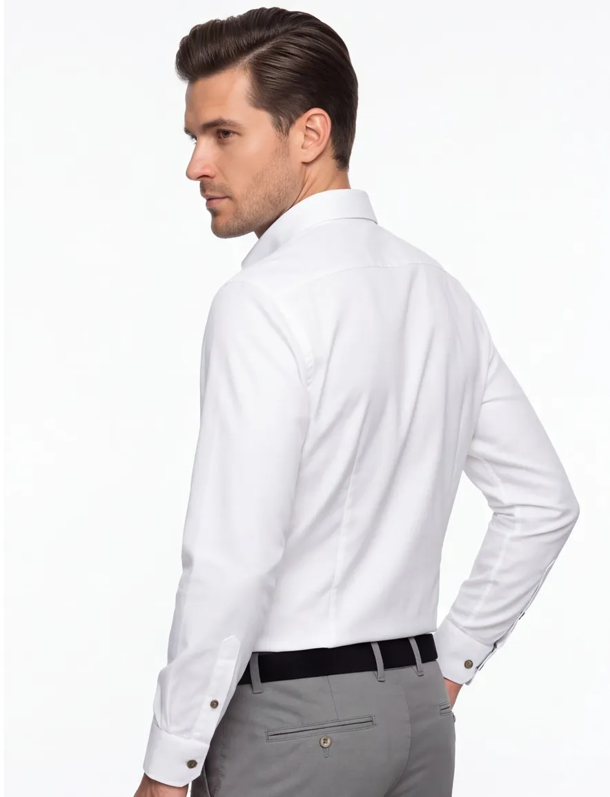 Ledub business overhemd Modern Fit New normale fit wit effen