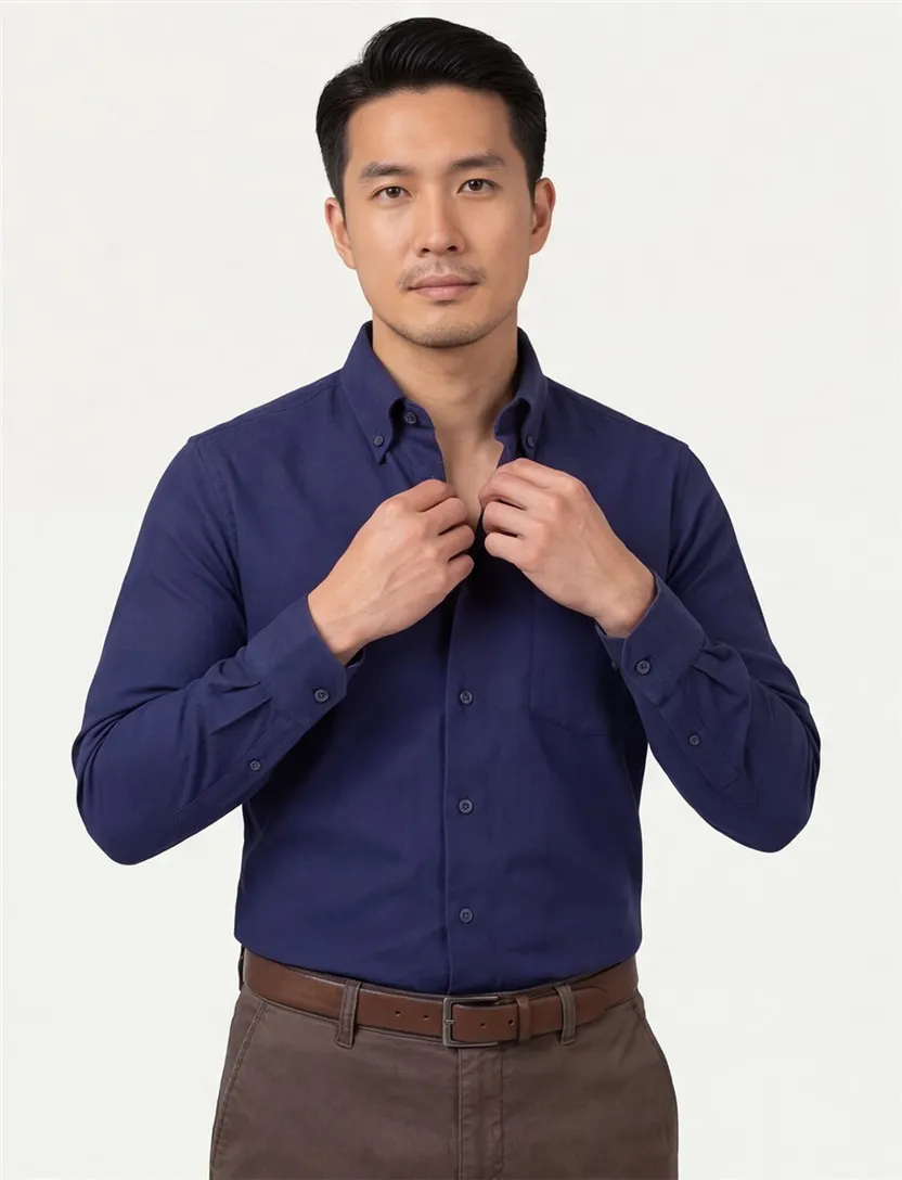 Ledub overhemd Modern Fit New donkerblauw