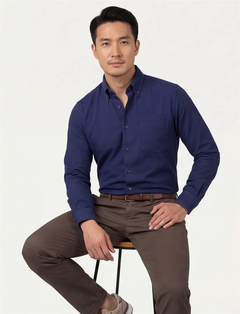 Ledub overhemd Modern Fit New donkerblauw