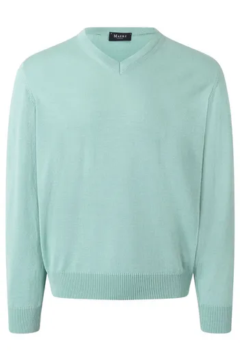 Maerz Maerz trui v-hals turquoise effen wol