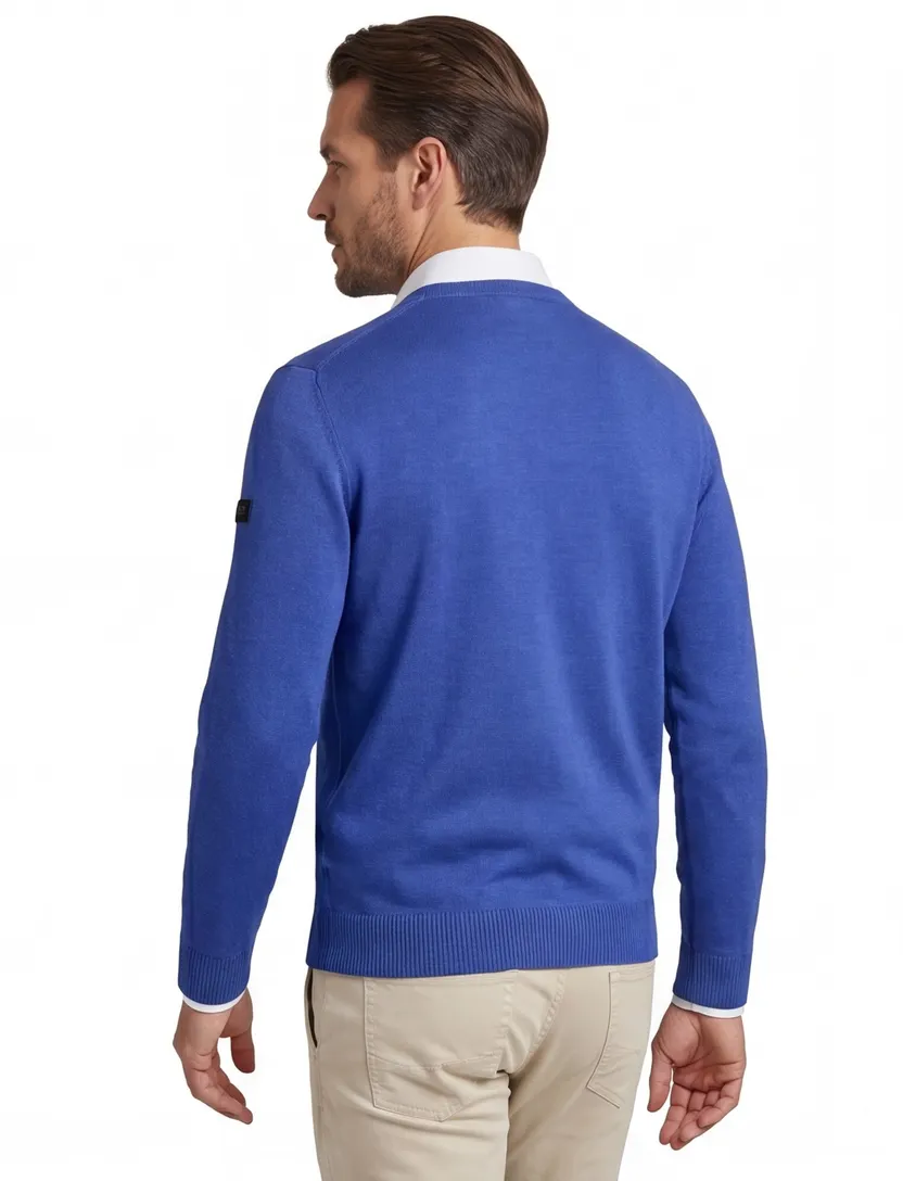 Maerz virginwol trui v-hals blauw