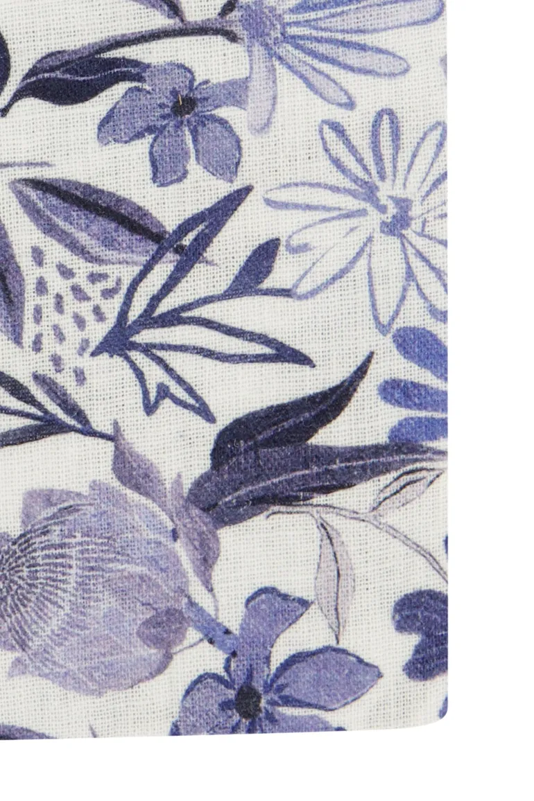 Profuomo overhemd linnenmix blauw geprint