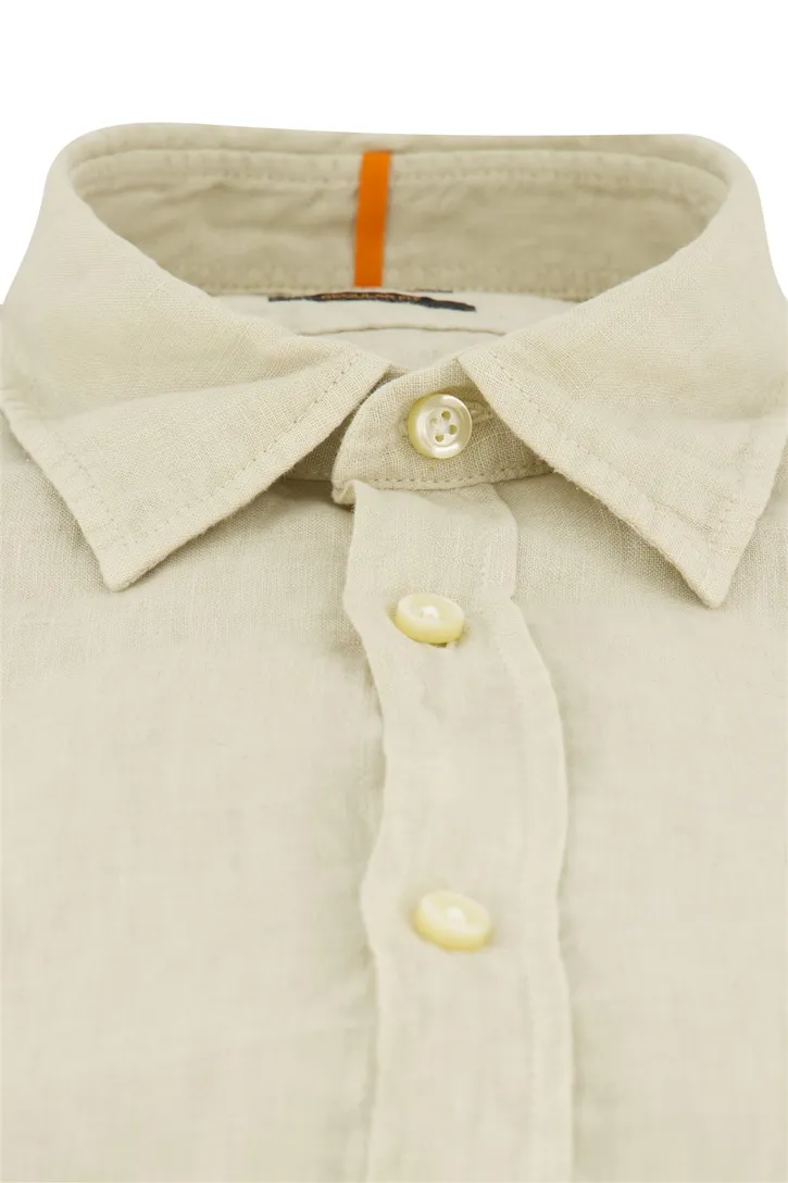 BOSS Orange overhemd normale fit beige effen linnen