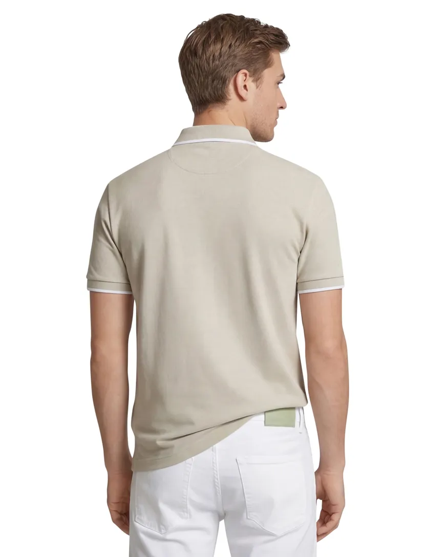 katoenen BOSS orange Passertip polo slim fit effen beige