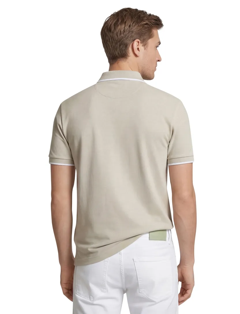 katoenen BOSS orange polo slim fit effen beige